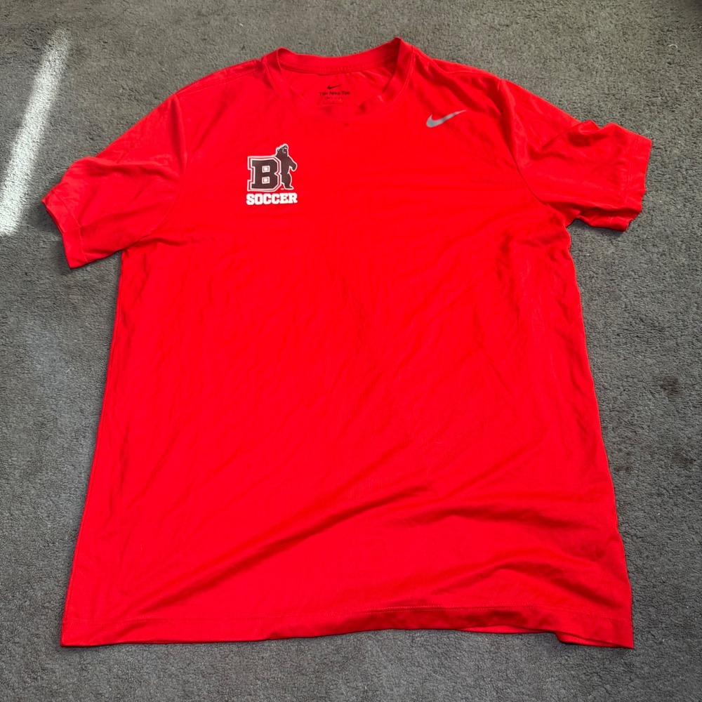 Nike Brown University Soccer Dri-FIT Shirt Mens Large Red Training Tee Pinhole